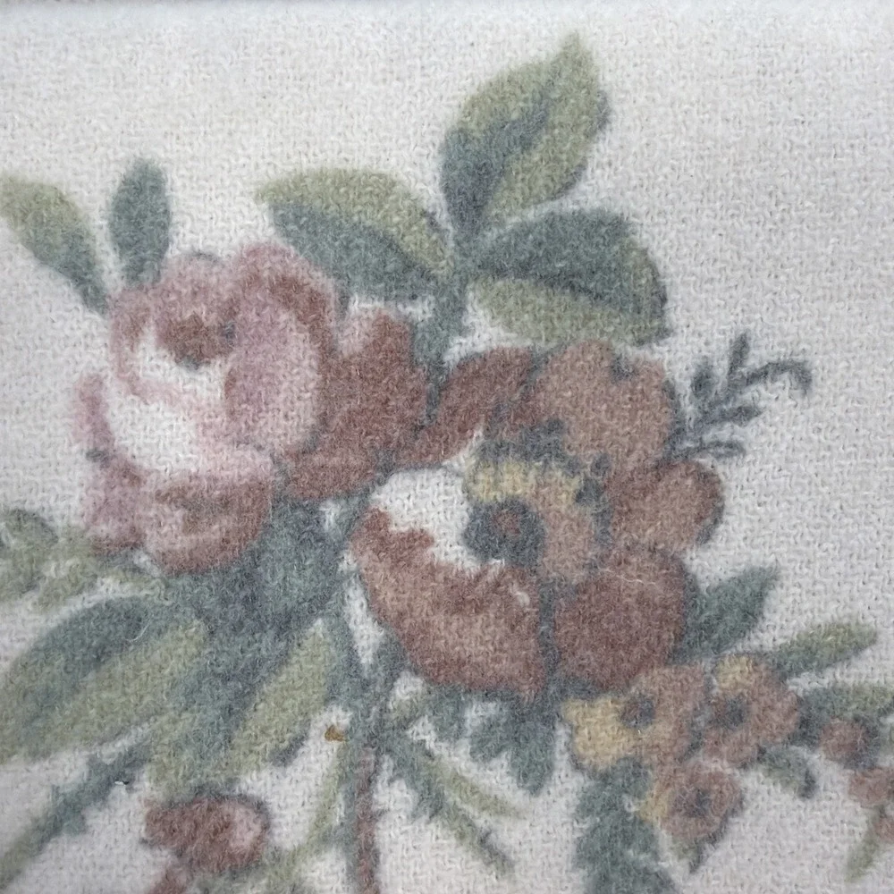 Laura Ashley Throw Blanket 50x70 Cream Floral Super Soft Faux Mohair Cottage